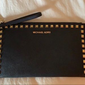 Michael Kors black gold studded clutch